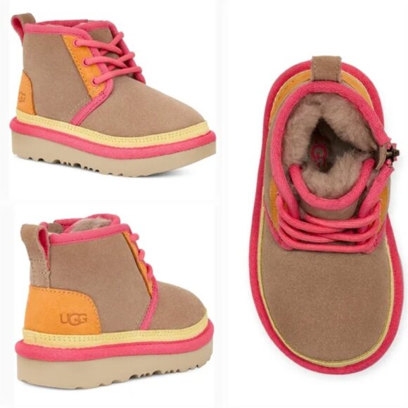 NWOB UGG Neumel II Toddler Girls Shearling Chukka Boot in Beachwood/Papaya 10 - Picture 1 of 8